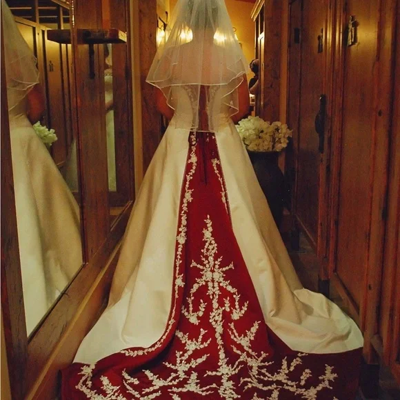 Alfred Angelo Dresses Elegant Red And White Wedding Dress